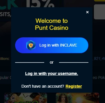 Punt Casino login with inclave